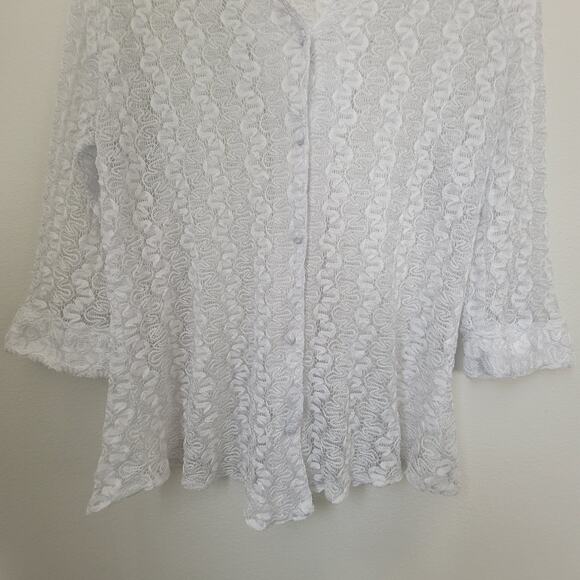 Vintage Y2K Paloma Carmin Knit See Through Collar Button Up Beach Cover Up Sz 36 - Picture 4 of 8